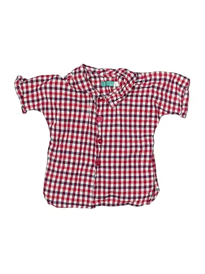 Pre-owned Lulaland Kids' Short Sleeve Button Down Shirt In Red