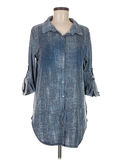 Pre-owned Lularoe 3/4 Sleeve Button Down Shirt In Blue
