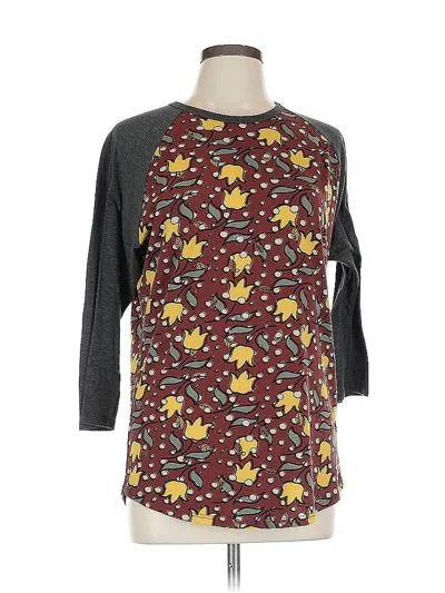 Pre-owned Lularoe 3/4 Sleeve T-shirt In Burgundy