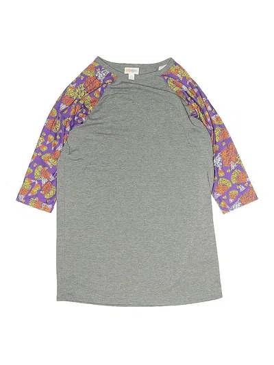 Pre-owned Lularoe Kids' 3/4 Sleeve T-shirt In Gray