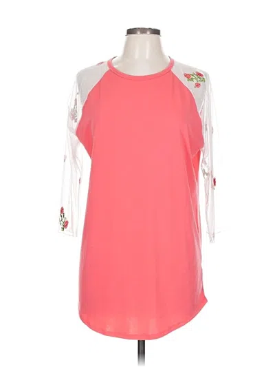 Pre-owned Lularoe 3/4 Sleeve T-shirt In Pink