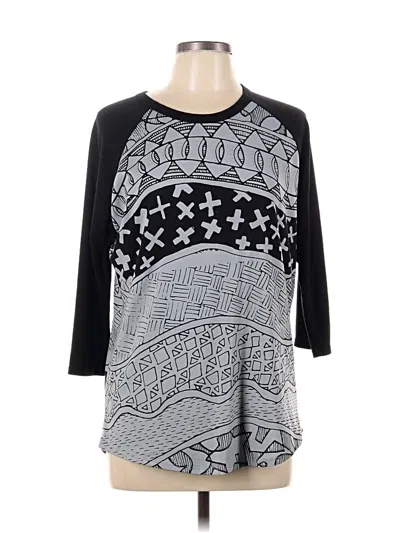 Pre-owned Lularoe 3/4 Sleeve Top Black Crew Neck Tops