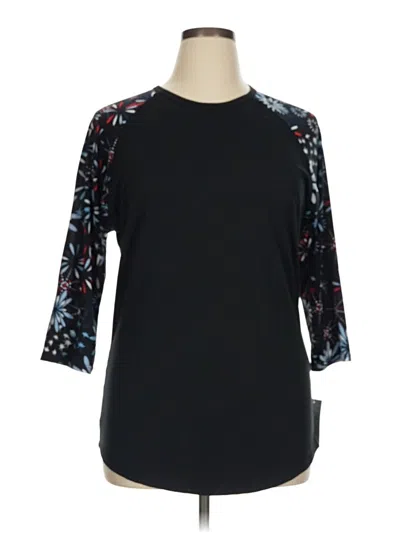 Lularoe 3/4 Sleeve Top Black Crew Neck Tops