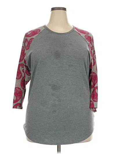 Pre-owned Lularoe 3/4 Sleeve Top Gray Crew Neck Tops