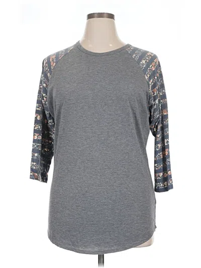 Pre-owned Lularoe 3/4 Sleeve Top Gray Crew Neck Tops