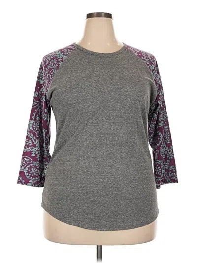 Pre-owned Lularoe 3/4 Sleeve Top Gray Crew Neck Tops