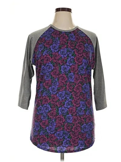 Pre-owned Lularoe 3/4 Sleeve Top Purple Crew Neck Tops