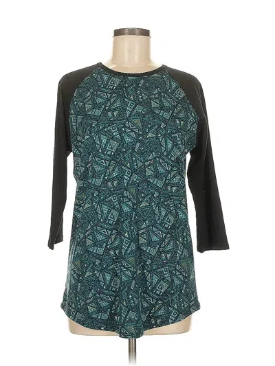 Pre-owned Lularoe 3/4 Sleeve Top Teal Crew Neck Tops In Blue