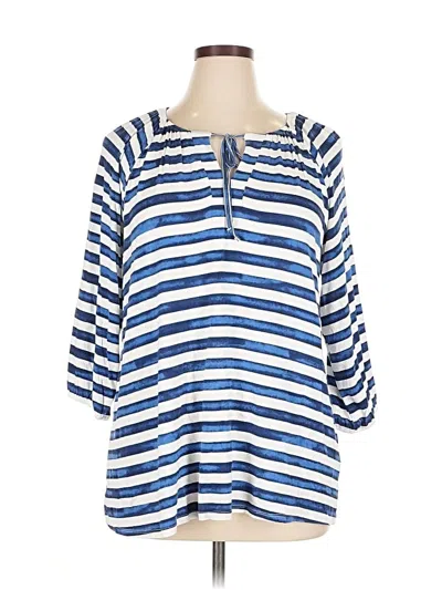 Pre-owned Lularoe 3/4 Sleeve T-shirt In Blue