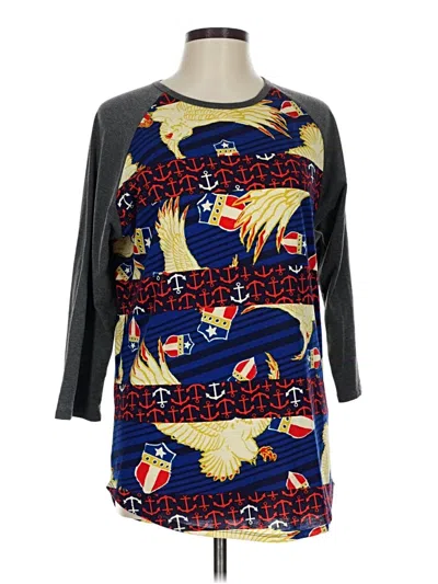 Pre-owned Lularoe 3/4 Sleeve T-shirt In Blue