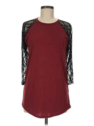 Pre-owned Lularoe 3/4 Sleeve T-shirt In Burgundy