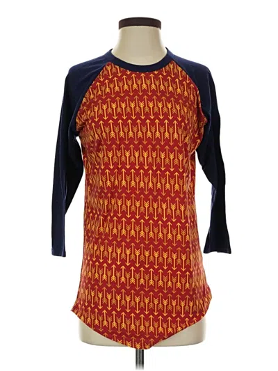 Pre-owned Lularoe 3/4 Sleeve T-shirt In Burgundy