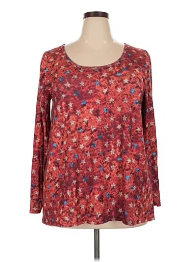 Pre-owned Lularoe 3/4 Sleeve T-shirt In Burgundy