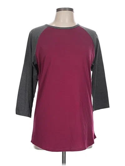 Pre-owned Lularoe 3/4 Sleeve T-shirt In Burgundy