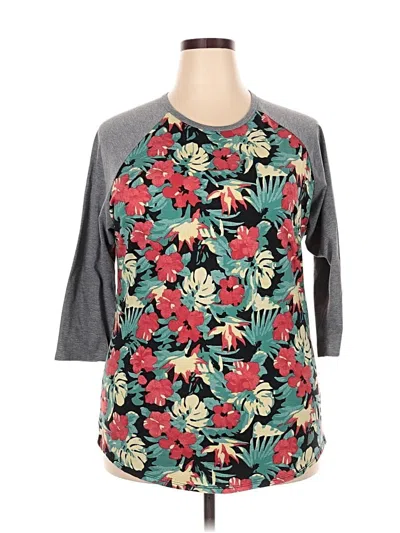 Pre-owned Lularoe 3/4 Sleeve T-shirt In Gray