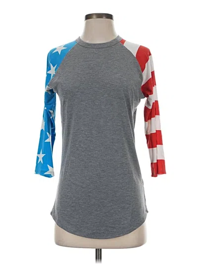 Pre-owned Lularoe 3/4 Sleeve T-shirt In Gray