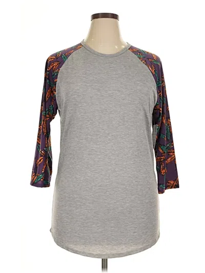 Pre-owned Lularoe 3/4 Sleeve T-shirt In Gray