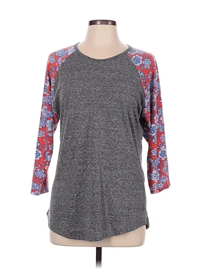 Pre-owned Lularoe 3/4 Sleeve T-shirt In Gray