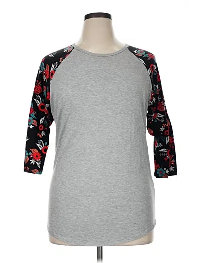 Pre-owned Lularoe 3/4 Sleeve T-shirt In Gray