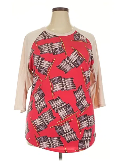 Pre-owned Lularoe 3/4 Sleeve T-shirt In Red