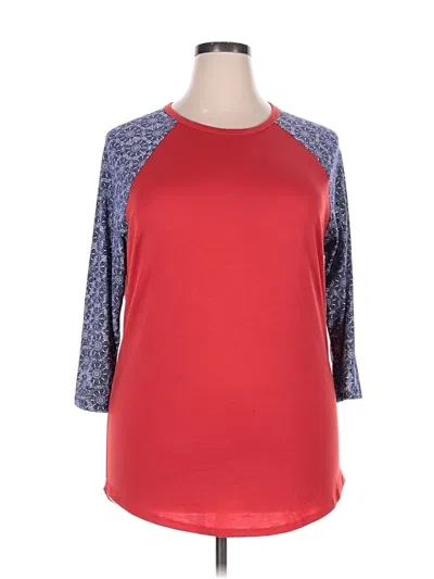 Pre-owned Lularoe 3/4 Sleeve T-shirt In Red