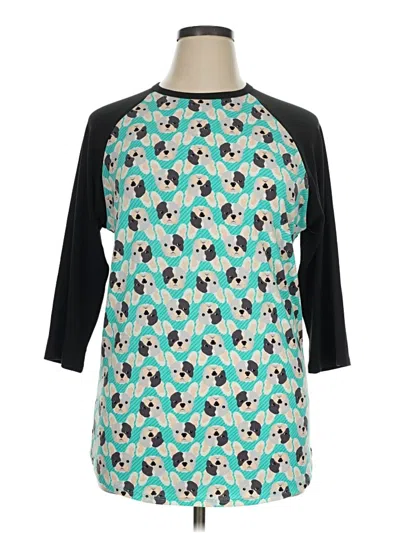 Pre-owned Lularoe 3/4 Sleeve T-shirt In Teal