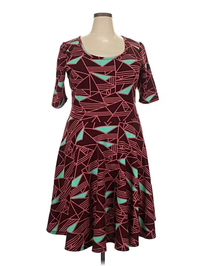Pre-owned Lularoe Casual Dress In Burgundy