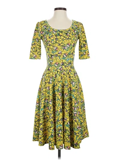 Pre-owned Lularoe Cocktail Dress In Yellow