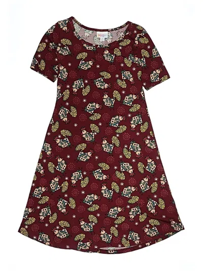 Pre-owned Lularoe Kids' Dress In Burgundy