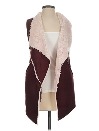 Pre-owned Lularoe Faux Fur Vest In Burgundy