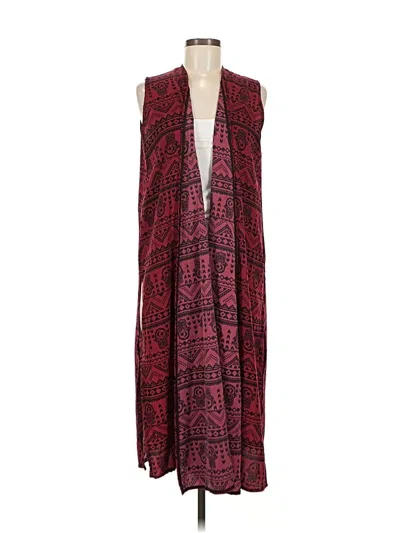 Pre-owned Lularoe Kimono In Burgundy