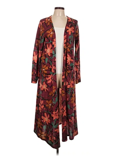 Pre-owned Lularoe Kimono In Burgundy