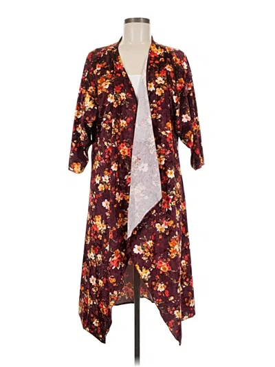 Pre-owned Lularoe Kimono In Burgundy