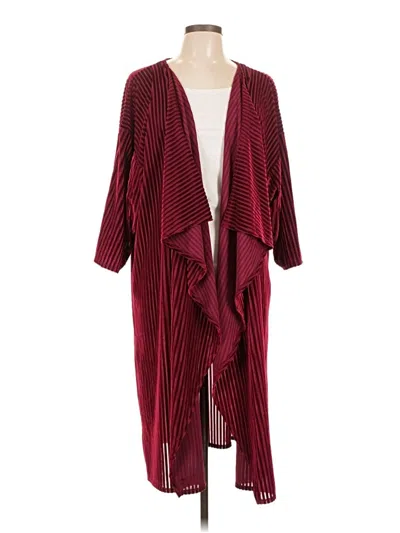 Pre-owned Lularoe Kimono In Burgundy