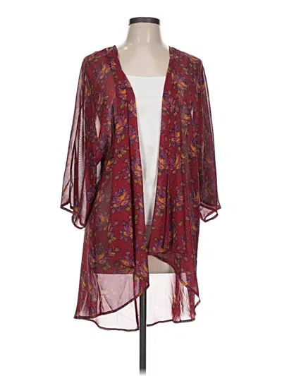 Pre-owned Lularoe Kimono In Burgundy