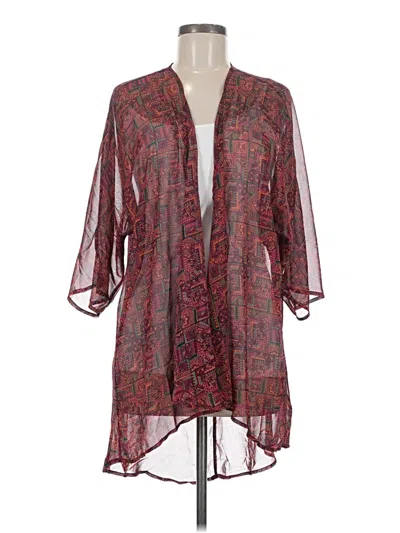 Pre-owned Lularoe Kimono In Burgundy