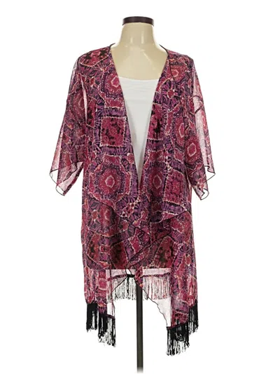Pre-owned Lularoe Kimono In Burgundy