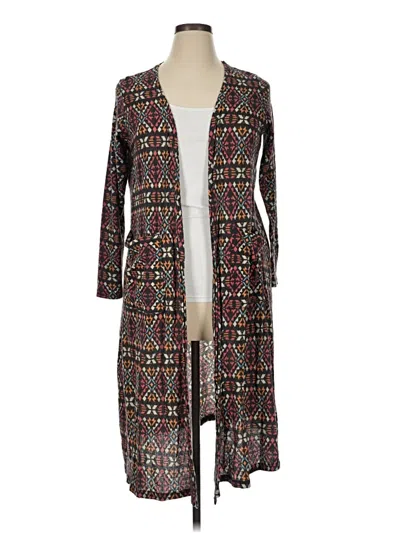 Pre-owned Lularoe Kimono In Burgundy