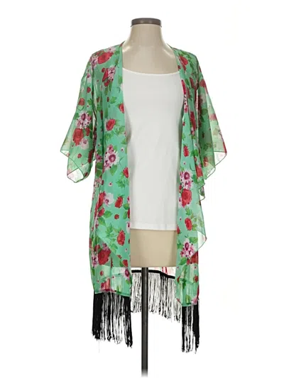 Pre-owned Lularoe Kimono In Green