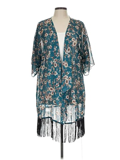 Pre-owned Lularoe Kimono In Teal