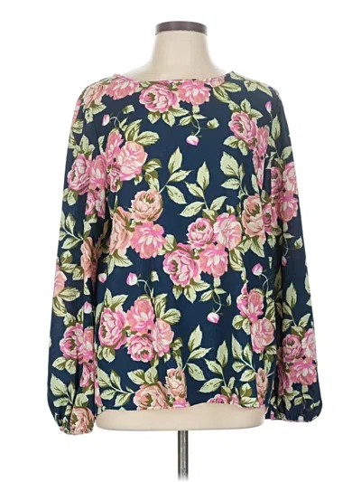 Pre-owned Lularoe Long Sleeve Blouse In Blue