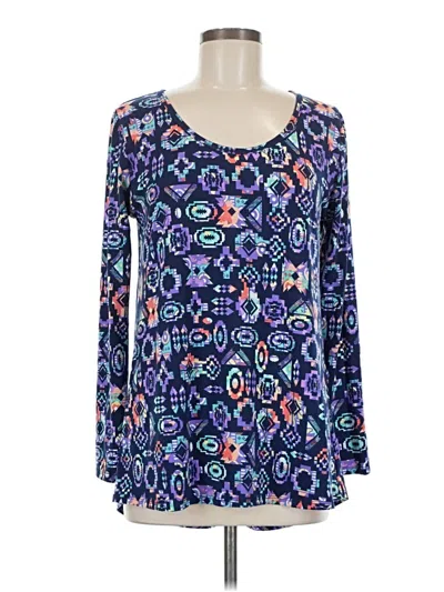 Pre-owned Lularoe Long Sleeve Blouse In Blue