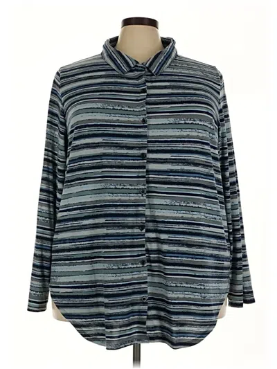 Pre-owned Lularoe Long Sleeve Blouse In Blue