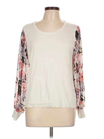 Pre-owned Lularoe Long Sleeve Blouse In White