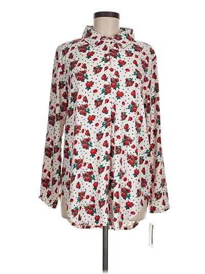 Pre-owned Lularoe Long Sleeve Blouse In White