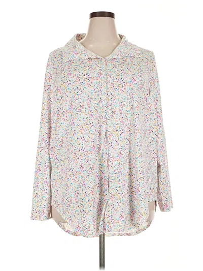 Pre-owned Lularoe Long Sleeve Blouse In White