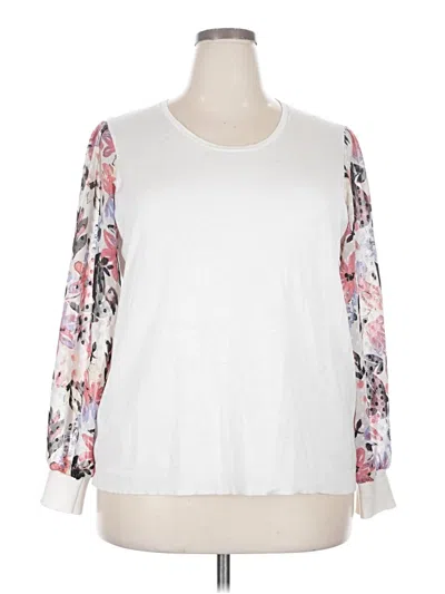 Pre-owned Lularoe Long Sleeve Blouse In White