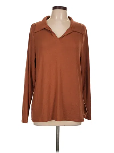 Pre-owned Lularoe Long Sleeve Top Brown Collared Neckline Tops