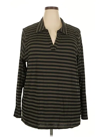 Pre-owned Lularoe Long Sleeve Top Gray Collared Neckline Tops