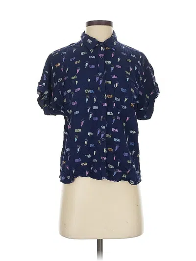 Pre-owned Lularoe Short Sleeve Blouse In Blue